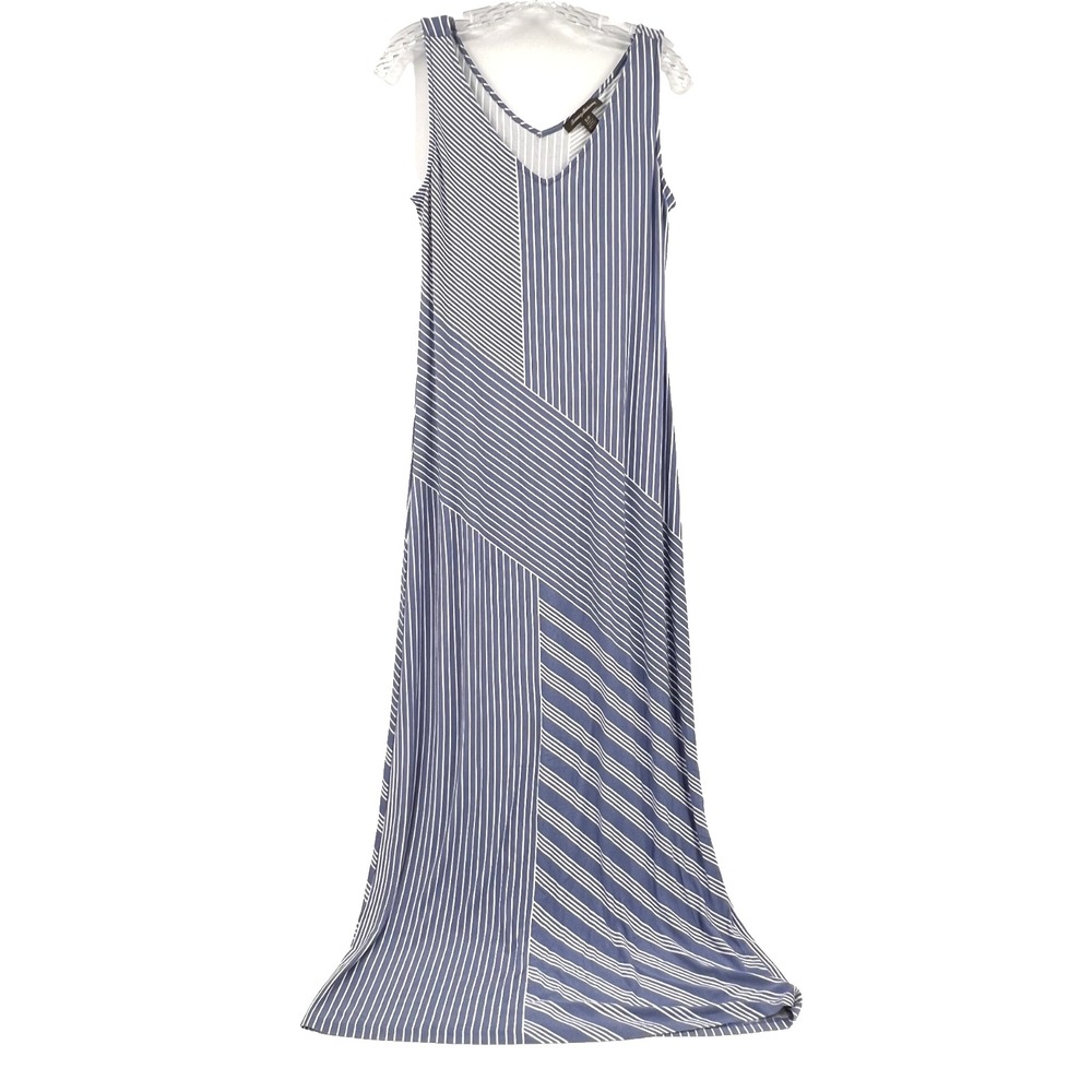 TOMMY BAHAMA Women's Sz S Light Blue/White Striped Sleeveless Maxi Dress Stretch